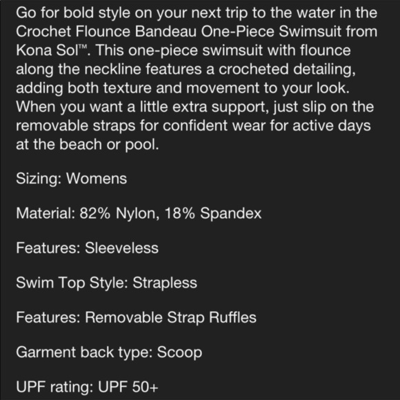 NWT Kona Sol Crochet Flounce Swimsuit | Size S - Picture 9 of 9